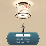 Chinese Round Square Ceiling Lights Fixtures Fabric For Living Room Aisle Shade Mounted Lamp