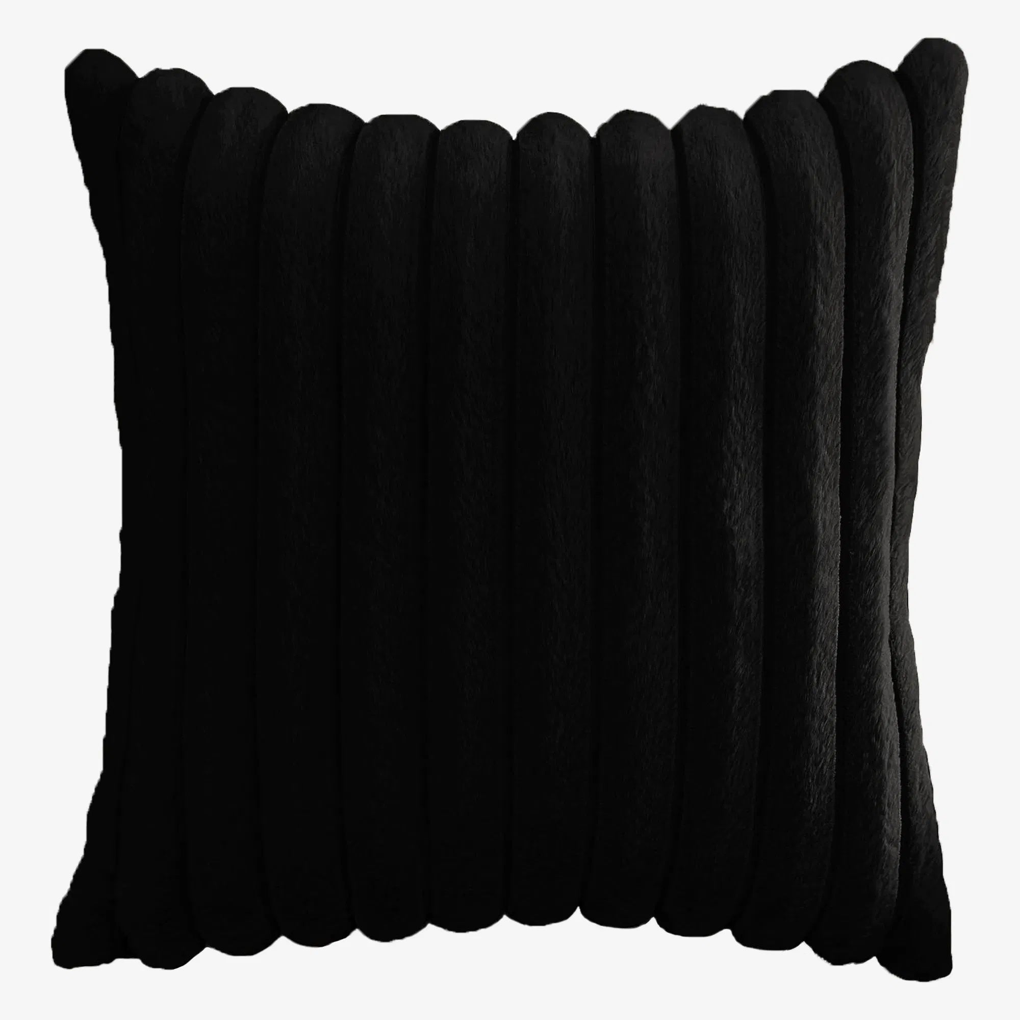 Faux Plush Decorative Throw Pillow Double-Sided, Striped Soft Cushions For Sofa,Big Plush Corduroy Pillow,Decorative Throw Pillow,Ribbed Design, Black