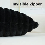 Faux Plush Decorative Throw Pillow Double-Sided, Striped Soft Cushions For Sofa,Big Plush Corduroy Pillow,Decorative Throw Pillow,Ribbed Design, Black