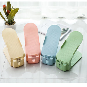 Double Shoes Shelf Cabinets Shoe Rack Stackable Shoe Storage Organizer Plastic Adjustable Shoes Organizers